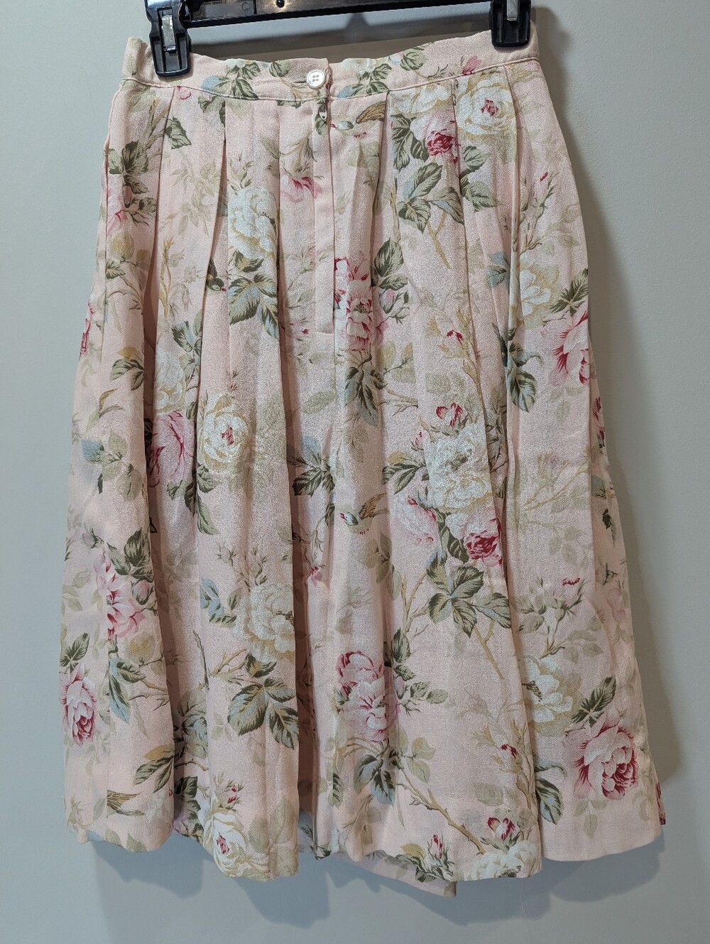 Susan Bristol Vintage Pink Floral Pleated Midi Lined Skirt Size 6 - Picture 4 of 10